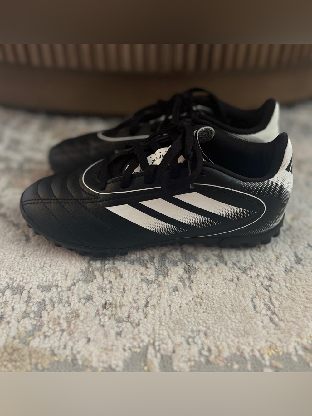 adidas Kids Goletto IX TF Turf Soccer Cleats Black White IH0101 Size US 1Y